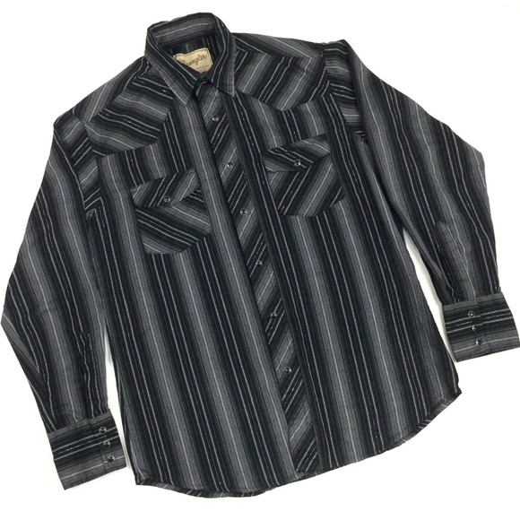 Wrangler Other - Men's Wrangler Black Snap Long Sleeve Shirt Medium